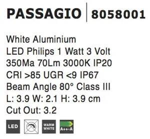 Vonkajšie LED svietidlo Passagio 39 biele