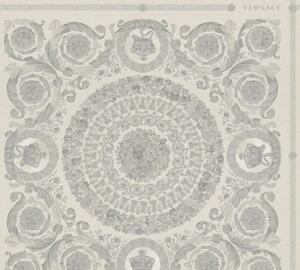 A.S. Création | Vliesová tapeta na stenu Versace 37055-5 | 0,70 x 10,05 m | metalická, biela, krémová