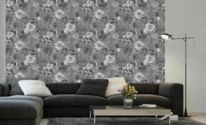 DIMEX | Vliesová tapeta na stenu Dimex Line WP-085-01 | 0,75 x 10 m | šedá, biela, čierna