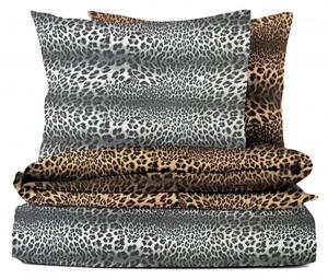 Ervi bavlnené obliečky DUO - Leopard sivý/leopard hnedý