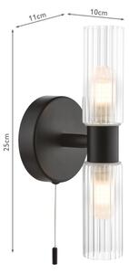 Där Lighting BOL0922 - Kúpeľňové nástenné svietidlo BOLTON 2xG9/5W/230V IP44 čierne