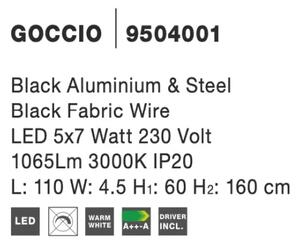 LED luster Goccio 110 čierna