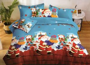 Vianočné posteľné obliečky s motívom darčekov Modrá