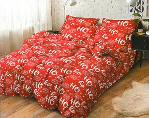 Krásne červené vianočné posteľné obliečky s nápisom HO-HO Červená