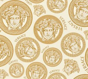 A.S. Création | Vliesová tapeta na stenu VERSACE 38611-5V | 0,70 x 10,05 m | zlatá, krémová, metalická