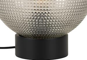 Dizajnová stolná lampa čierna s dymovým sklom - Chico