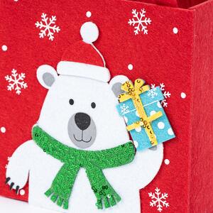 Vianočný plstený košík Medveď, 18 x 8 x 18 cm