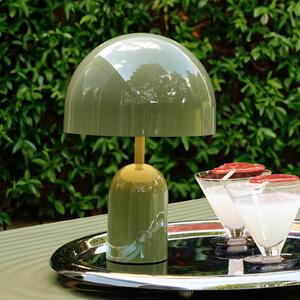 Tom Dixon Akumulátorová stolová lampa BELL PORTABLE, machovo zelená 28 cm IP44, Zelená, Obývacia izba / jedáleň, Plast, Dizajn, Stojacie svietidlo