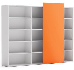 Skriňa vysoká otvorená dlhá BLOCK White, oranžová