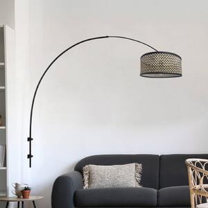 Nástenné svetlo Sparkled Light, čierna/opletenie čierno-drevené, Čierna, Obývacia izba / jedáleň, kov, Nástenné svietidlo