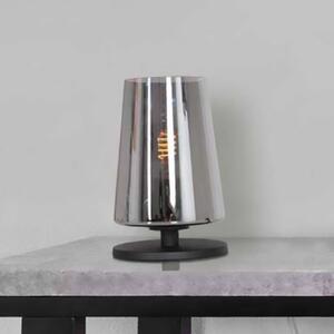 Stolová lampa Ancilla, čierna/dymová, 26 cm, kov, sklo, E27, Čierna, Obývacia izba / jedáleň, kov, Stojacie svietidlo