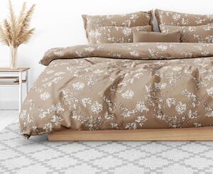 Goldea bavlnené posteľné obliečky - ľalie na hnedom 140 x 200 a 70 x 90 cm