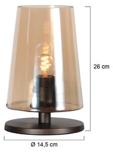 Stolová lampa Ancilla hnedá/jantárová, 26 cm, kov, sklo, E27, Hnedá / hrdzavá, Obývacia izba / jedáleň, kov, Stojacie svietidlo