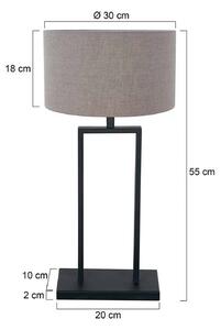 Stolová lampa Stang 3860ZW, čierna/biely ľan, výška 55 cm, Čierna, Obývacia izba / jedáleň, kov, Stojacie svietidlo
