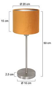 Stolová lampa Noor, oceľ/zlatý velúr, výška 50 cm, E27, Hliník / sivá / zinok, Obývacia izba / jedáleň, kov, Stojacie svietidlo