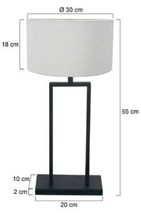 Stolová lampa Stang 3860ZW, čierna/biele plátno, výška 55 cm, Čierna, Obývacia izba / jedáleň, kov, Stojacie svietidlo