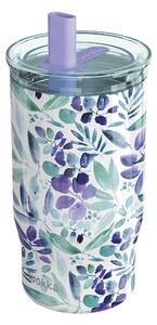 Nerezový termohrnček so slamkou Mist Violet Blooms 720 ml
