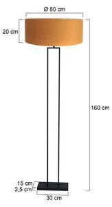 Stojacia lampa Stang, čierna/zlatý velúr, výška 160 cm, E27, Čierna, Obývacia izba / jedáleň, kov, Moderný, Stojaca lampa
