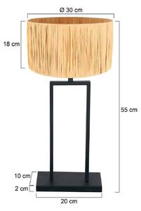 Stolová lampa Stang 3857ZW, morská tráva, čierna/prírodná, výška 55 cm, Čierna, Obývacia izba / jedáleň, kov, Stojacie svietidlo