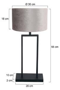 Stolová lampa Stang 3858ZW, čierna/strieborný velúr, výška 55 cm, Čierna, Obývacia izba / jedáleň, kov, Stojacie svietidlo