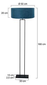 Stojacia lampa Stang, čierna/modrý velúr, výška 160 cm, E27, Čierna, Obývacia izba / jedáleň, kov, Moderný, Stojaca lampa
