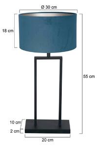 Stolová lampa Stang 3862ZW, čierna/modrý velúr, výška 55 cm, Čierna, Obývacia izba / jedáleň, kov, Stojacie svietidlo