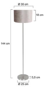 Stojacia lampa Noor, oceľ/strieborný velúr, výška 144 cm, E27, Hliník / sivá / zinok, Obývacia izba / jedáleň, kov, Stojaca lampa