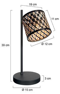 Stolová lampa Sumba, čierna, prírodný bambus/čierna, E14, Čierna, Obývacia izba / jedáleň, kov, Stojacie svietidlo
