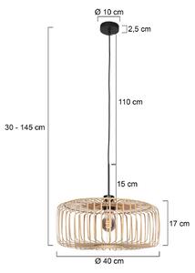 Závesné svietidlo Sparkled Light, čierna/prírodný bambus, Ø 40 cm, Svetlé drevo, Obývacia izba / jedáleň, Bambus, Závesné svietidlo