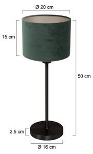 Stolová lampa Noor, čierna/zelený velúr, výška 50 cm, E27, Čierna, Obývacia izba / jedáleň, kov, Stojacie svietidlo