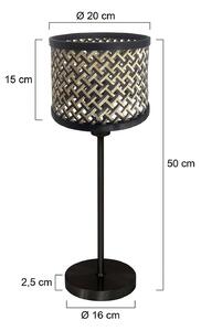 Stolová lampa Noor čierna/pletenina čierna-prírodná, výška 50 cm, E27, Čierna, Obývacia izba / jedáleň, kov, Stojacie svietidlo