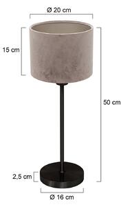 Stolová lampa Noor čierna/strieborný velúr, výška 50 cm, E27, Čierna, Obývacia izba / jedáleň, kov, Stojacie svietidlo