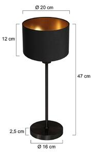 Stolová lampa Noor čierna/chintz čierno-zlatá, výška 47 cm, E27, Čierna, Obývacia izba / jedáleň, kov, Stojacie svietidlo