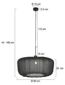 Závesné svietidlo Sparkled Light, čierny nylon, Ø 60 cm, E27, Čierna, Obývacia izba / jedáleň, Textil / látka / hodváb, Moderný, Závesné svietidlo