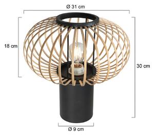 Stolová lampa Bloeba, čierna, bambusové tyče, Ø 31 cm, Čierna, Obývacia izba / jedáleň, kov, Stojacie svietidlo