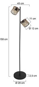 Stojacia lampa Sumba, 2-pl., čierne, prírodný bambus/čierny, E14, Čierna, Obývacia izba / jedáleň, kov, Stojaca lampa