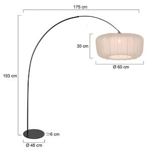 Lukové svietidlo Curve, čierne, tienidlo na lampu z nylonu v krémovej farbe, Ø, Čierna, Obývacia izba / jedáleň, kov, Moderný, Oblúková stojaca lampa