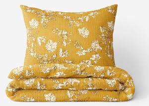 Goldea krepové posteľné obliečky - ľalie na horčicovom 140 x 200 a 70 x 90 cm