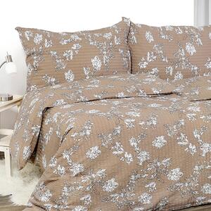 Goldea krepové posteľné obliečky - ľalie na hnedom 140 x 220 a 70 x 90 cm