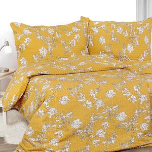 Goldea krepové posteľné obliečky - ľalie na horčicovom 140 x 220 a 70 x 90 cm