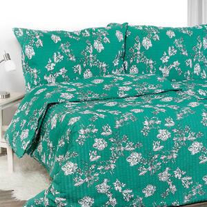 Goldea krepové posteľné obliečky - ľalie na petrolejovom 140 x 200 a 70 x 90 cm