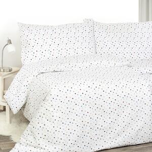 Goldea krepové posteľné obliečky - farebné bodky na bielom 140 x 220 a 70 x 90 cm