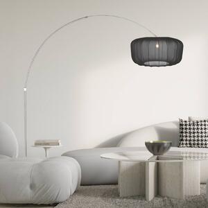 Stojacia lampa Sparkled Light s oblúkovým telom, oceľ/čierny nylon, 240 cm, Hliník / sivá / zinok, Obývacia izba / jedáleň, kov, Moderný, Oblúková stojaca lampa