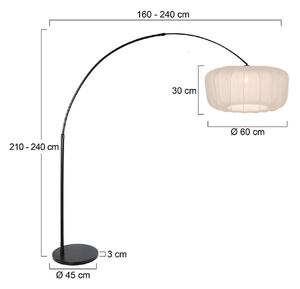 Stojacia lampa Sparkled Light s oblúkovým telom, čierna/krémový nylon, 240 cm, Čierna, Obývacia izba / jedáleň, kov, Moderný, Oblúková stojaca lampa