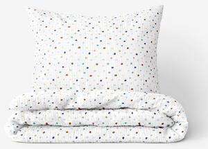 Goldea krepové posteľné obliečky - farebné bodky na bielom 140 x 200 a 70 x 90 cm