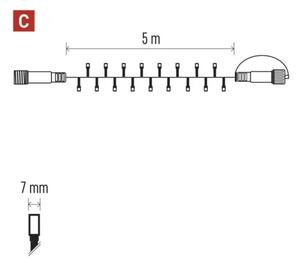Prepojiteľná reťaz 50xLED/5m IP44 teplá biela biela