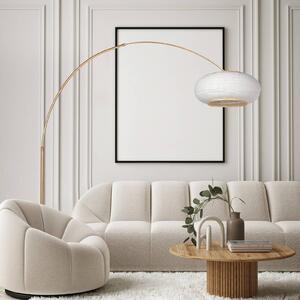 Stojacia lampa Sparkled Light v tvare oblúka, bronzová/sivá ľanová, 240 cm, Hnedá / staromosadz, Obývacia izba / jedáleň, kov, Oblúková stojaca lampa
