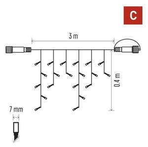 LED vonkajšia reťaz 50xLED/3x0,4m IP44 studená biela
