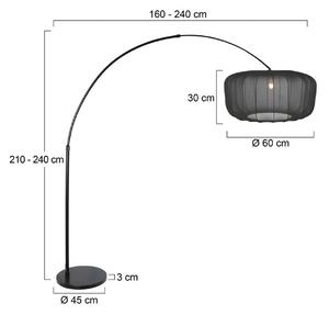 Stojacia lampa Sparkled Light, čierna/čierny nylon, 240 cm, Čierna, Obývacia izba / jedáleň, kov, Moderný, Oblúková stojaca lampa