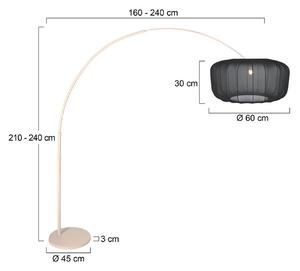 Stojacia lampa Sparkled Light v krémovej farbe s čiernym nylonom, 240 cm, Krémová / jantárovo žltá, Obývacia izba / jedáleň, kov, Moderný, Oblúková stojaca lampa